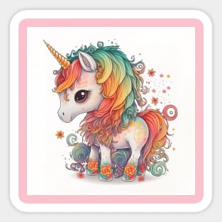 Colourful Baby Unicorn Design Sticker